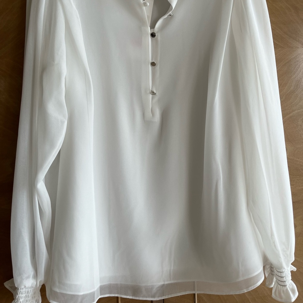 Calvin Klein NEW M white long sleeve blouse - Picture 6 of 10
